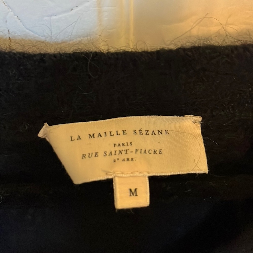 Mohair and Wool Sezane Black Cardigan Sz MEDIUM